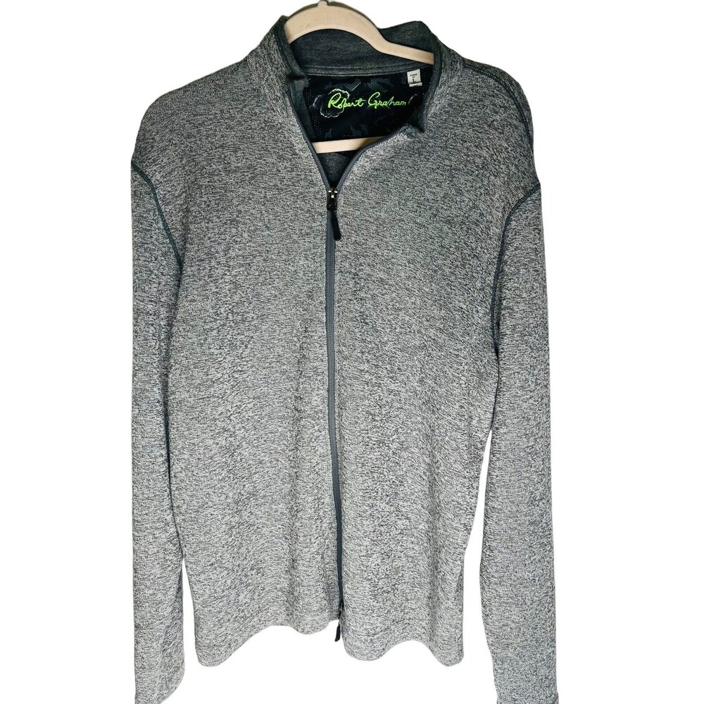 Robert Graham Men's Classic Fit Full Zip Knit Sweater Size Large GUC Grey